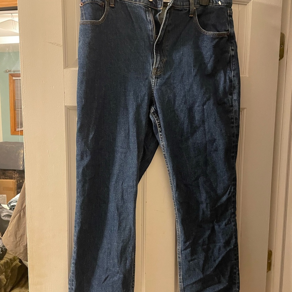 Abercrombie & Fitch Blue ankle straight ultra high rise